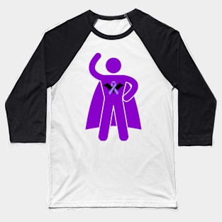 Bat Awareness Ribbon Superhero Man Silhouette 2 Baseball T-Shirt